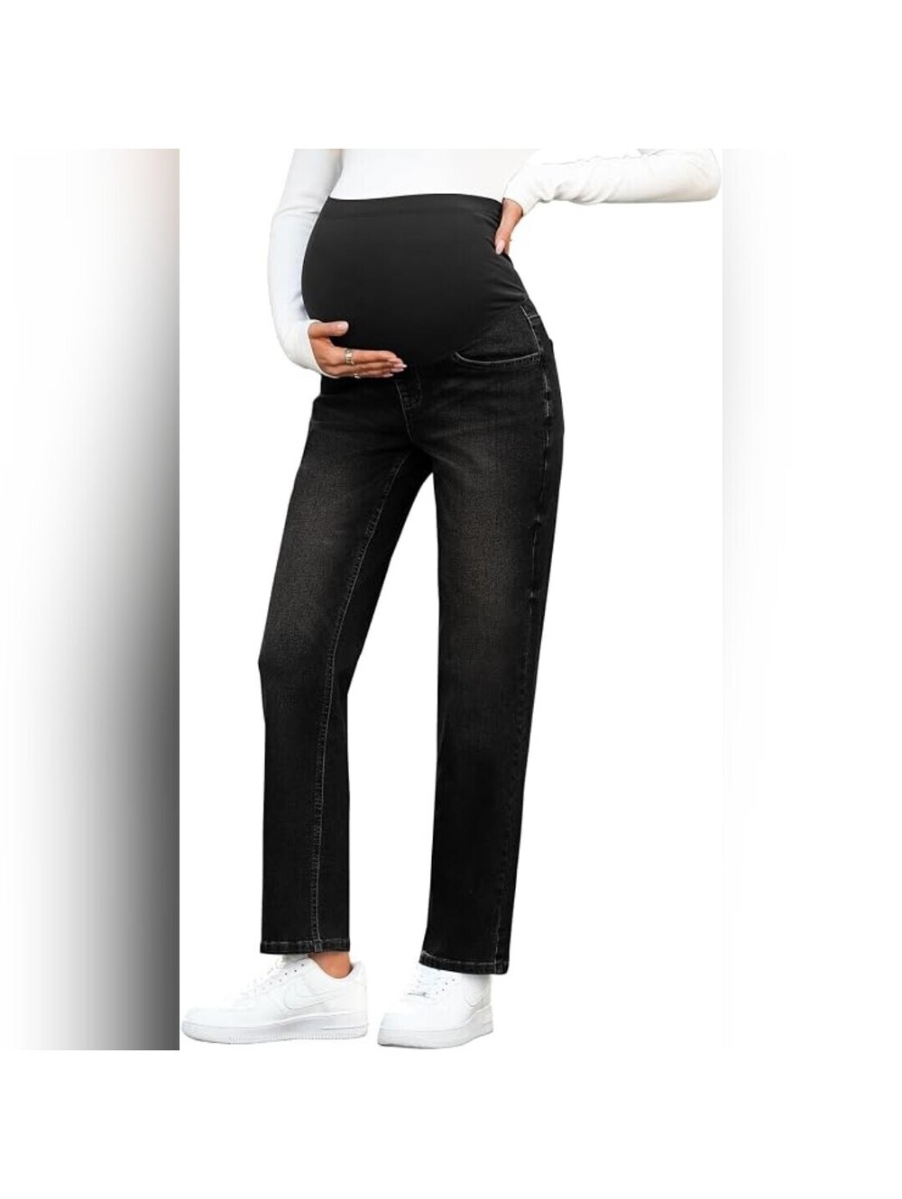 NWOT Blencot Over Belly Maternity Stretchy Denim Ankle Jeans, Large